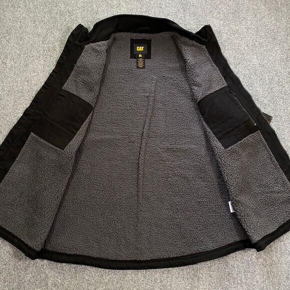 CAT Caterpillar Sherpa Lined Canvas Vest Adult X-Large Black Outdoor Workwear - Picture 14 of 16
